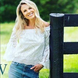 2 Shirts 1 Price White/Navy Off the Shoulder Laser